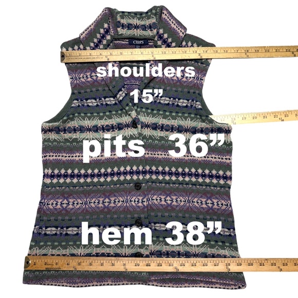 vest CHAPS southwestern cotton shawl collar button up classic vintage western - Picture 9 of 11